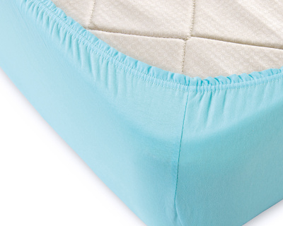 Трикотажная простынь на резинке бирюзовый